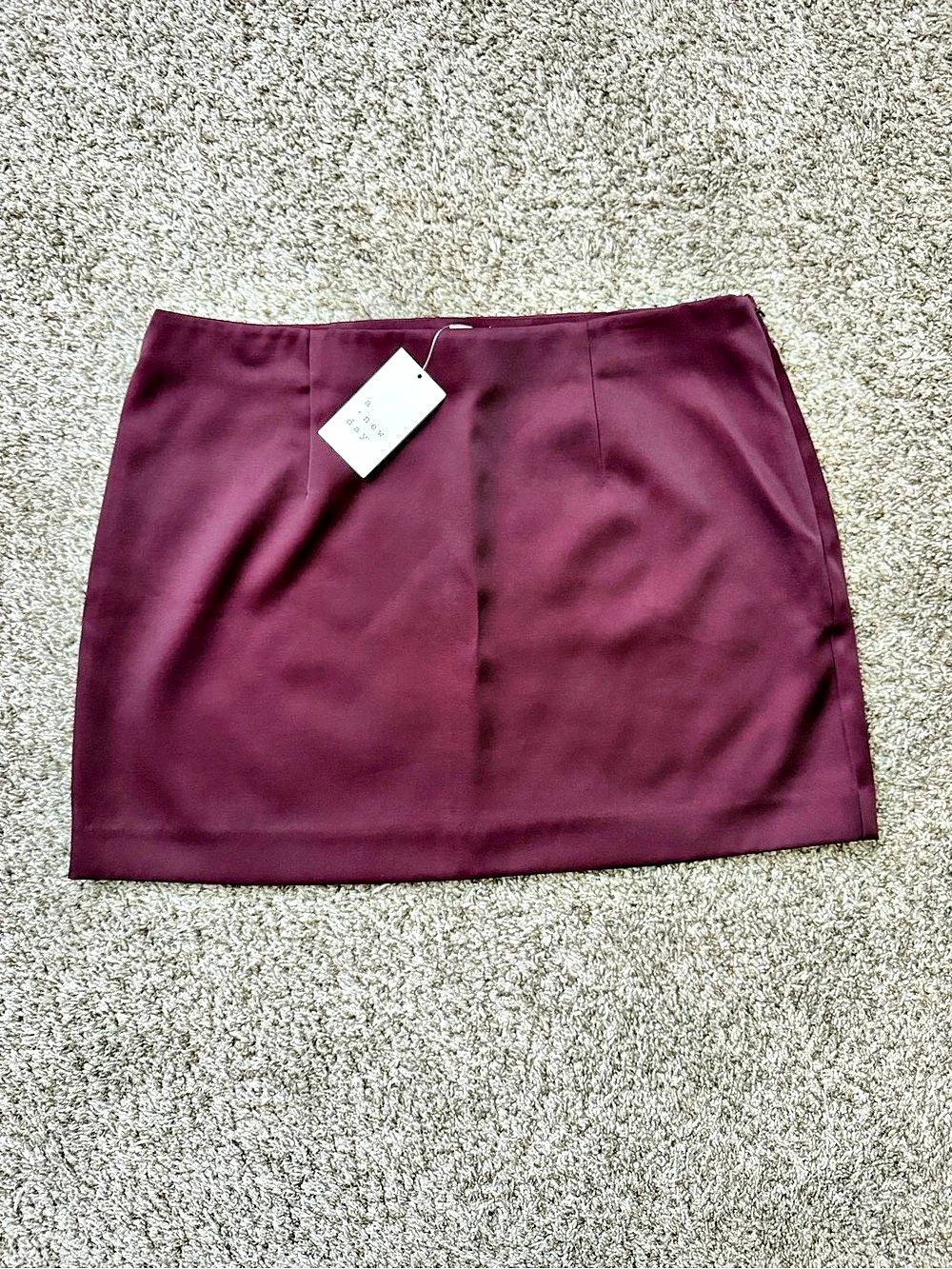 A New Day satin min skirt in burgundy - New w/tags